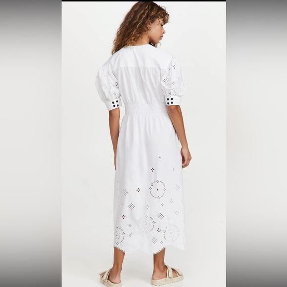 GANNI White Broderie Anglaise Organic Cotton Eyelet Dress US 6/38 - Picture 2 of 14